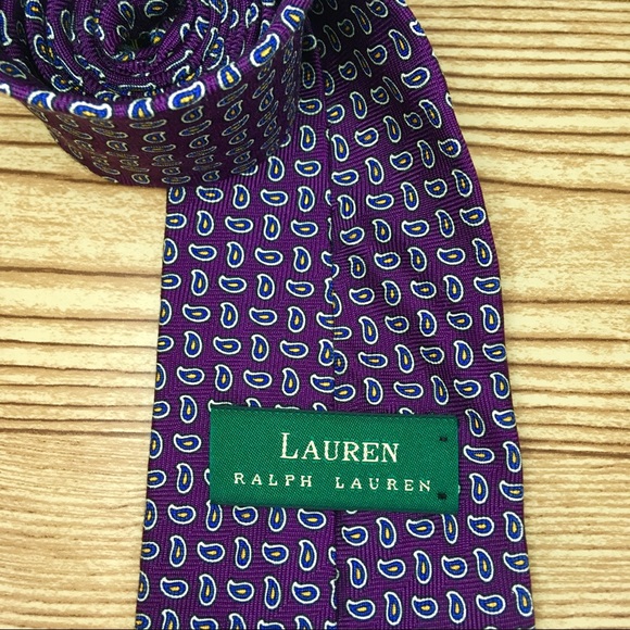 ✨Lauren Ralph Lauren Men’s Purple Paisley Silk Tie - Picture 7 of 7